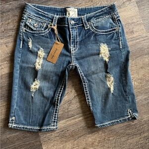 L.A. Idol Blue Distressed Jean Shorts